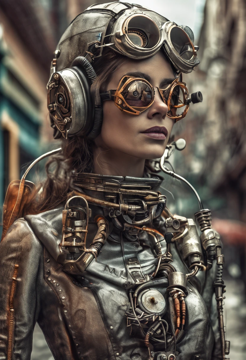 ((La mejor calidad)), ((Obra maestra)), (Detallado:1.4), ..3D, Una imagen de una hermosa mujer steampunk,HDR (High Dymanic Range), Atom punk, era atompunk, era atomica, atom punk, retrofuturismo atompunk, Cold War Retrofuturism, Retrofuturistic technology 60, atompunk, Albedo y mapas especulares, Sombreado de superficies,s precise imulation of light-material interaction, proporciones perfectas, Renderizado de octanaje,two-color illumination,Amplia apertura,ISO bajo,balance de blancos,Regla de los tercios,8K RAW,