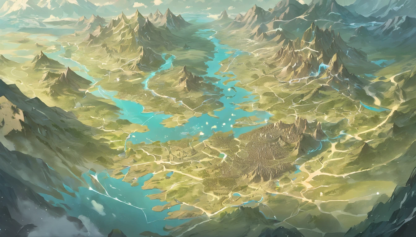 Map of the continent of Varant，In the middle of the map is the river，To the north is the highlands，To the south is a city with many lakes，To the west is the desert，To the east is the plain，There are many rivers，Fantasy cartography，Game map，Detailed map，steam workshop maps，D＆D style fantasy map design