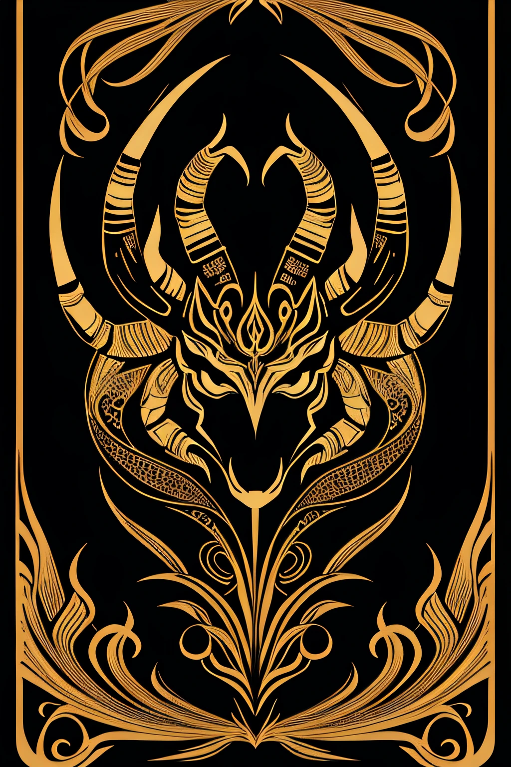 poster for、Artistic tribal scorpion、Mexican decoration、syrup、Vector Flat:1.2、gold、brack、​masterpiece、超A high resolution、hightquality。