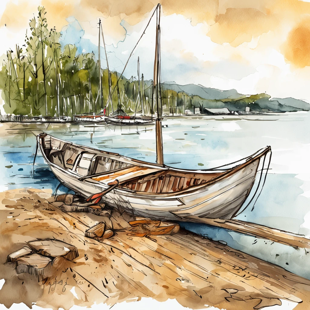 Painting of a boat sitting on a wooden dock, drawn in microsoft paint, sketch of an ocean in ms paint, line-drawing, Small boat, Boat, das boot, some boats, thick line drawing, drawn with photoshop, Rowing Boat, boat in foreground, line-drawing, small boat in foreground, Small boat in the foreground, digital sketch, Drip paint. Perfect color grading. Influence of Karel Appel and Jeremy Mann, Lots of dramatic and threatening scenes, ultra-detailliert, Beautiful, insanely detaileda, Intricate details, Editorial Photography, Shot with a 50mm lens, depth of fields, Tilt Blur, Shutter Speed 1/1000, F/22. Lightmaps, Super bright