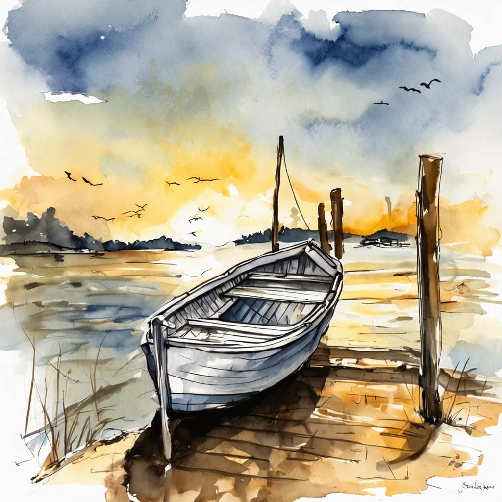 Painting of a boat sitting on a wooden dock, drawn in microsoft paint, sketch of an ocean in ms paint, line-drawing, Small boat, Boat, das boot, some boats, thick line drawing, drawn with photoshop, Rowing Boat, boat in foreground, line-drawing, small boat in foreground, Small boat in the foreground, digital sketch, Drip paint. Perfect color grading. Influence of Karel Appel and Jeremy Mann, Lots of dramatic and threatening scenes, ultra-detailliert, Beautiful, insanely detaileda, Intricate details, Editorial Photography, Shot with a 50mm lens, depth of fields, Tilt Blur, Shutter Speed 1/1000, F/22. Lightmaps, Super bright