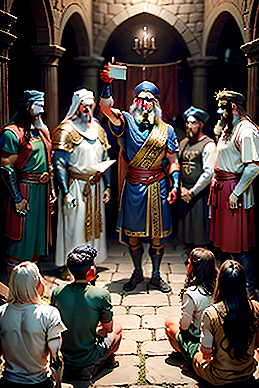 Photo Raw, (realistic), (masterpiece), (best quality), 4 men and 4 women enter Noah's ark, [(high details)], (face high details), (skin high details), [(hands high details)], epic biblical representation, 8k, UHD, cinematic lighting, --s2