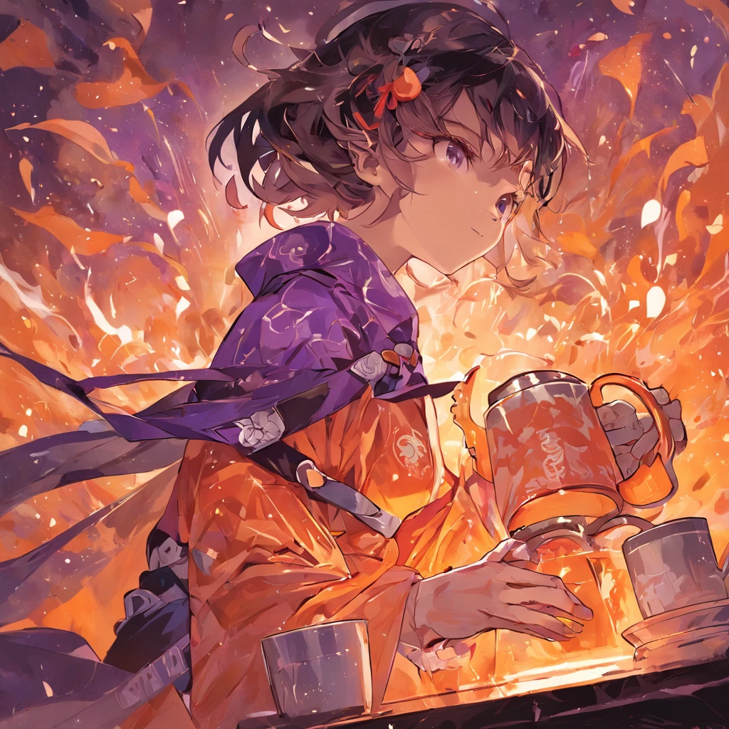 Champion coffee,Illustration design,Hexagonal elements,Yunnan elements,Coffee elements,violaceaess /The orange/Purple Portuguese /Citrus/ black tea,Oil painting style
