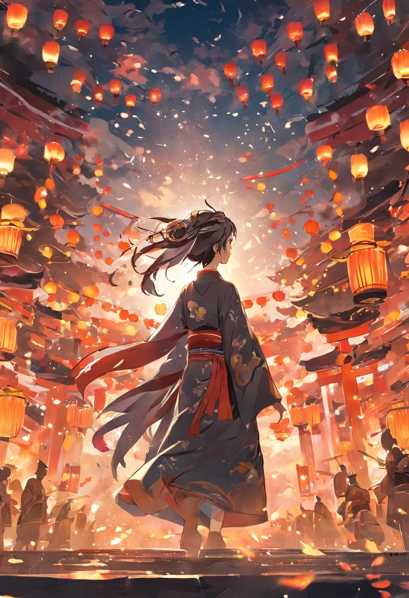 Metaverse，It is a Taoist name，Folklore is called July and a half，Buddhism is called Obon。The main festival customs are ancestor worship、Put river lights、Worship the souls of the dead、Burning paper ingots、sacrificial land, etc。、UAVs、environment friendly、tradit、celebrating、enviroment、The villagers、Plaza、Bamboo lanterns、the night、celebrating、Artistically、device、decor、castoff、save、resource，high definition resolution