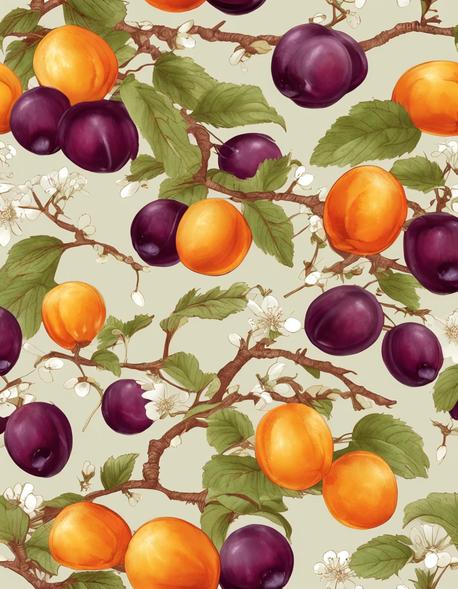 Wild plum wine:
1 glass of apricot wine
some ripe apricots
1 branch of wildflowers