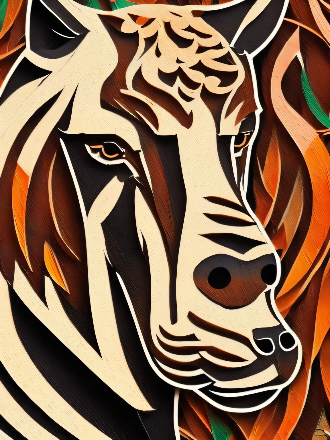 "(unity 8k wall paper、ultra-detailliert、Beautifully Aesthetic、​masterpiece、top-quality)、((Beautiful oil painting style))、masutepiece, beautiful  lighting, Close-up photo of a beautiful giraffe, Staring straight ahead