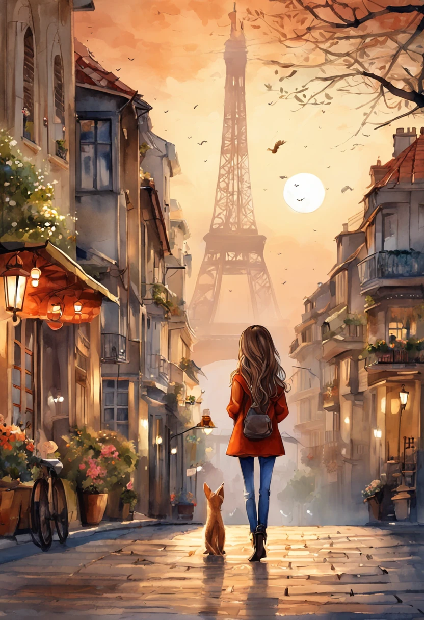 (8K、top-quality、masterpiece:1.2)、 (realisitic、Photorealsitic:1.37)、 ultra-detailliert、DJSODA、 1 girl in、full bodyesbian、Wearing a turtleneck sweater and skinny jeans、Standing in the streets of Paris with the Eiffel Tower in the background、 cute little、 Beautiful detailed sky、night, dark, moon, tiny chest、 beatiful detailed eyes、 (length hair:1.2)、 Floating Hair Novafrog Style、