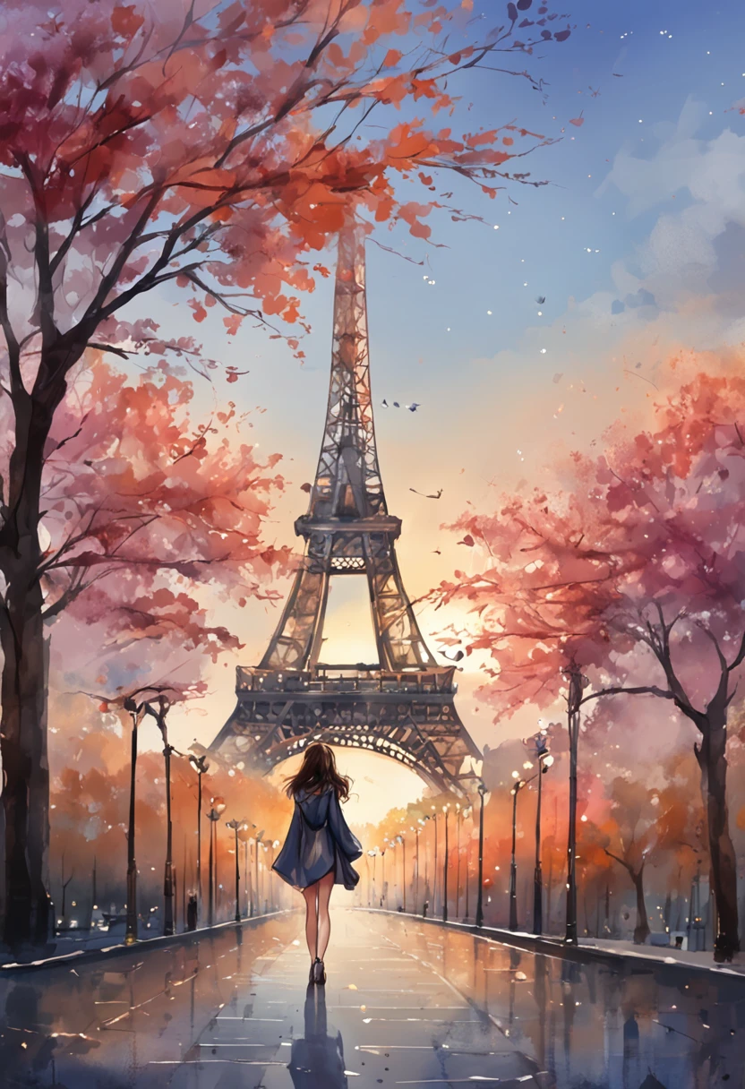 (8K、top-quality、​masterpiece:1.2)、 (realisitic、Photorealsitic:1.37)、 ultra-detailliert、DJSODA、 1 girl in、full bodyesbian、Wearing a turtleneck sweater and skinny jeans、Standing in the streets of Paris with the Eiffel Tower in the background、 cute little、 Beautiful detailed sky、night, dark, moon, tiny chest、 beatiful detailed eyes、 (length hair:1.2)、 Floating Hair Novafrog Style、