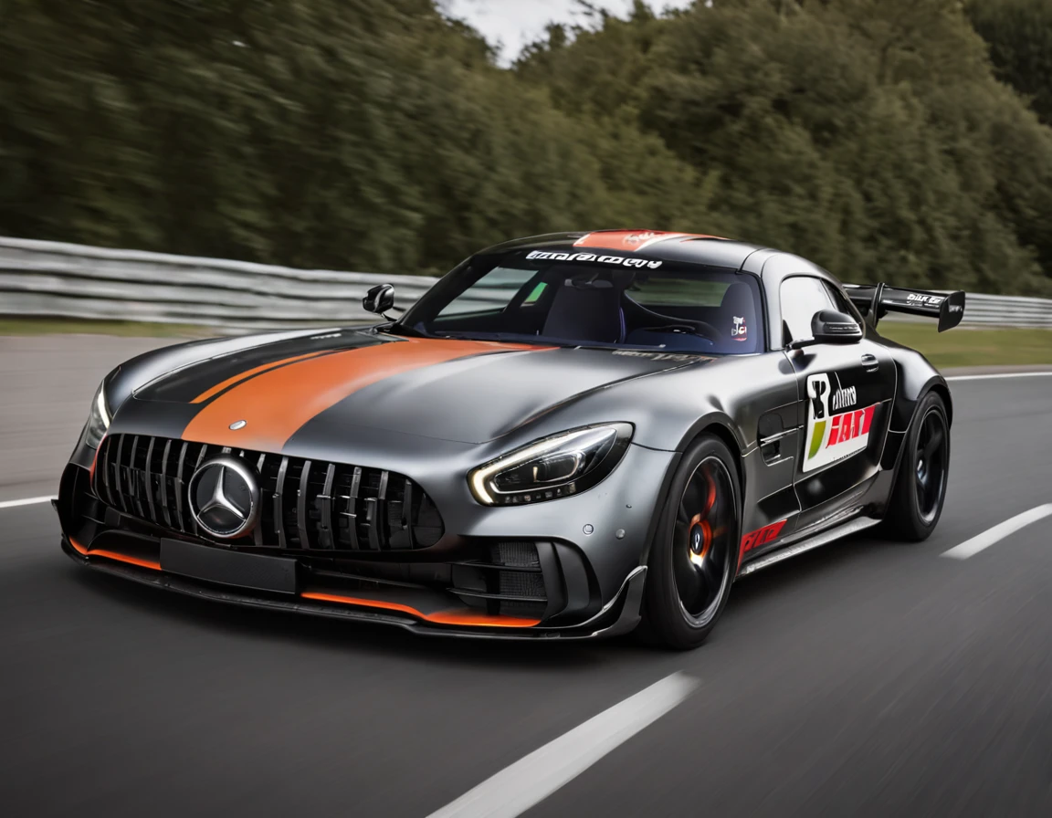 (Mercedes-Benz AMG GTR F1 safety car+mercedez benz+AMG Fleet+Formula 44 F1) Brilliant racing，Airport runway，Dynamic graphics。