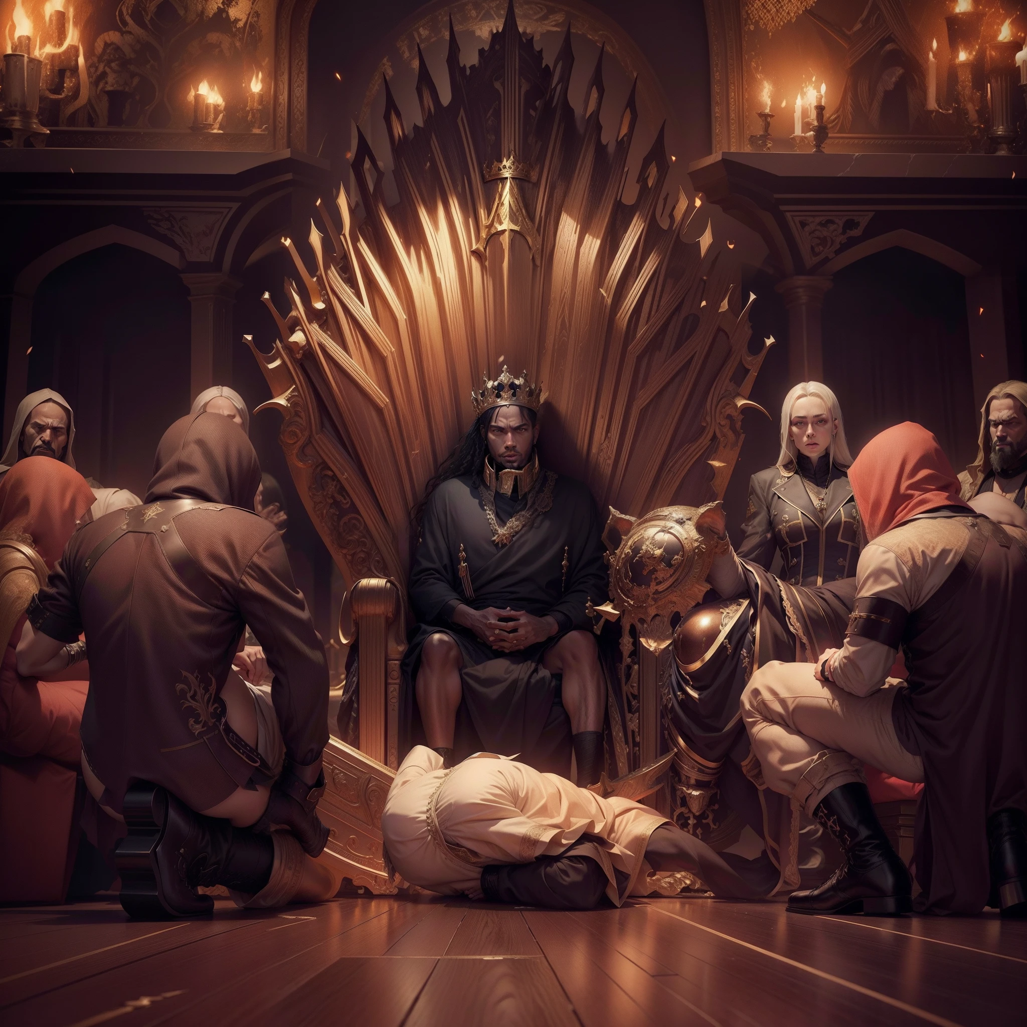 Change the throne man into hell king full hell background 8k ultra hd