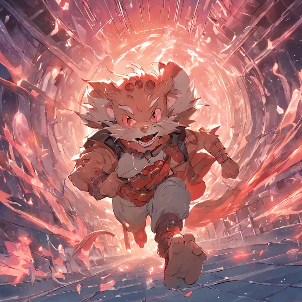 Rat Man, Pig people, Dragon Man、Run fast together in a space-time tunnel, All wearing human armor