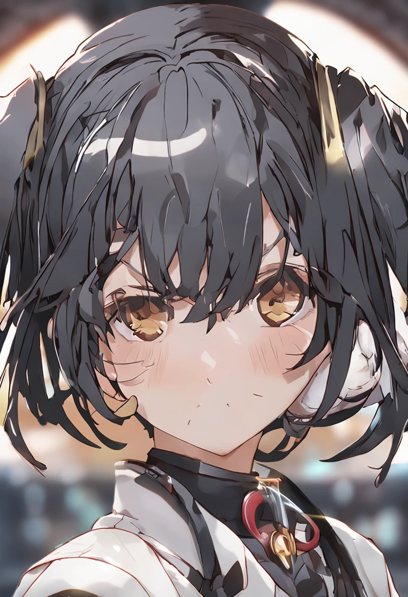 black hair, hair bobbles, wince, longeyelashes, solid circle eyes, fake animal ears, light smile, ear blush, mask, jewelry, hood, Surrealism, drop shadow, anaglyph, stereogram, tachi-e, pov, atmospheric perspective, high detail, anime, chiaroscuro, depth of field, cinematic lighting, motion blur, 8k, masterpiece, high details, best quality