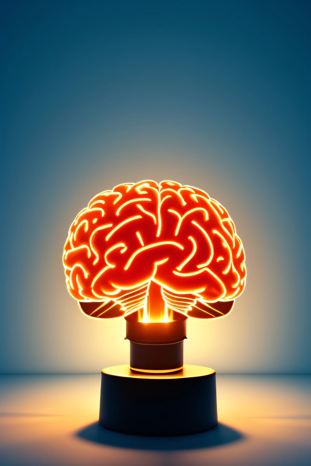 a brain inside a lamp of light
