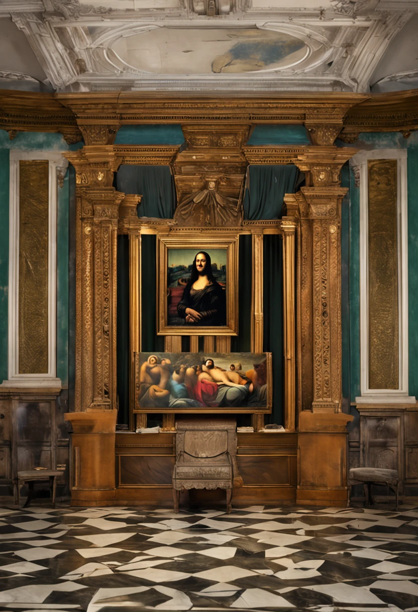 Da Vincci Monalisa painting with gutti cap facing backwards