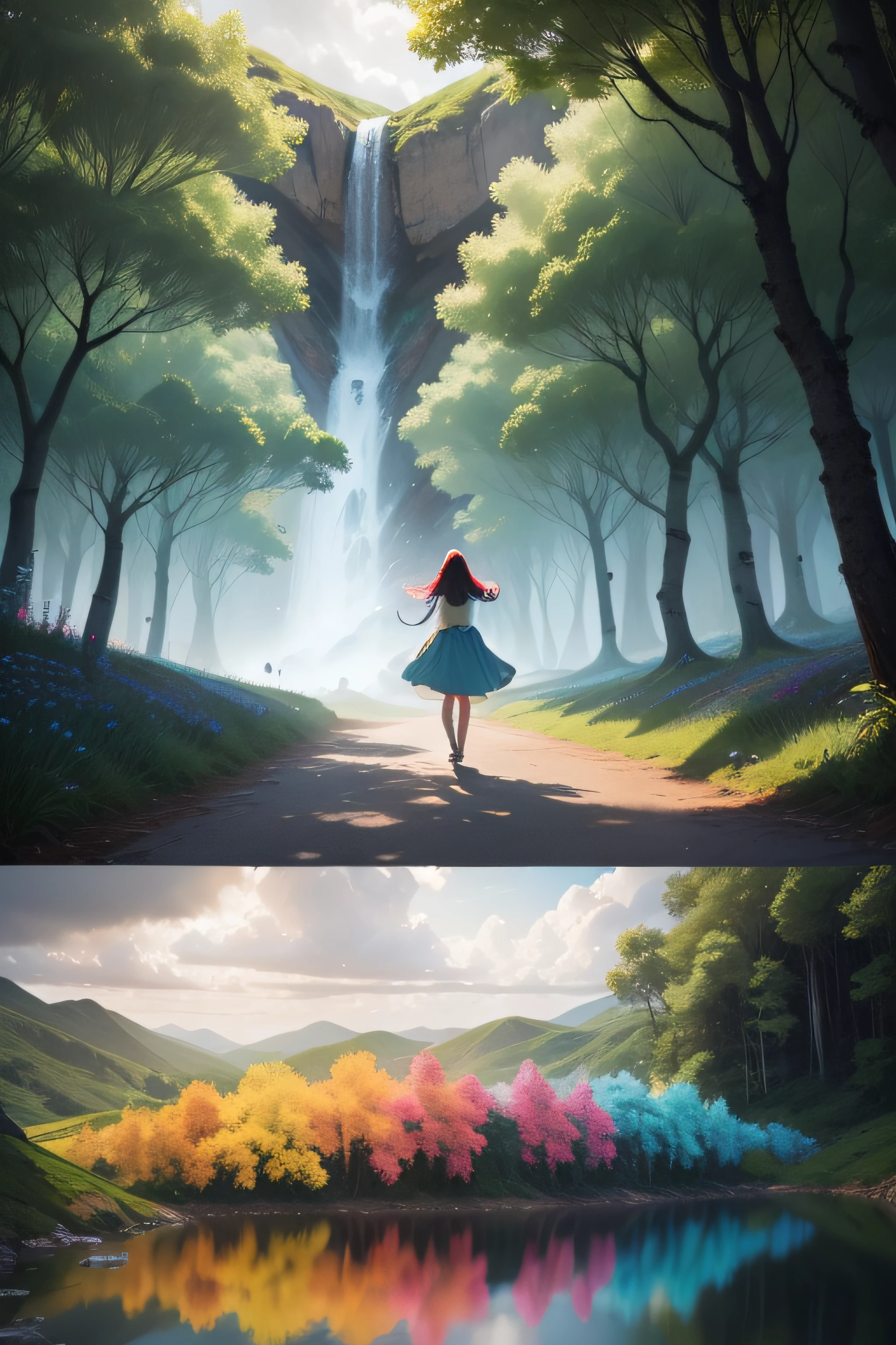 Page 1:

Era uma vez, numa floresta encantada, onde todas as cores viviam em harmonia. The green of the trees, The blue of the sky, o amarelo do sol, The red of the flowers and many other bright colors blended together forming a magical backdrop. In the heart of the forest, havia uma clareira especial onde as cores se encontravam para brincar e se divertir.

Page 2:

Um dia, A gray cloud appeared in the sky. She didn't like the cheerful colors and decided to spread her sadness all over the forest. The colors became concerned and came together to find a solution. The Wise Rainbow, com suas cores vibrantes, He suggested that each color set out on a journey to find something that could melt the icy heart of the gray cloud.

Page 3:

O vermelho partiu primeiro, seguindo o rastro das rosas mais bonitas. He picked them up lovingly and offered them to the gray cloud. But the cloud just stared dismissively and continued its sadness. Depois, the yellow brought rays of sunshine and the blue brought the clear waters of the river. No entanto, The gray cloud was not shaken.

Page 4:

Por fim, o verde teve uma ideia brilhante. Ele reuniu flores de todas as cores, forming a cheerful and fragrant bouquet. Com um gesto gentil, He handed the bouquet to the gray cloud. A nuvem cinzenta, ao ver a beleza das flores e sentir o amor das cores, began to slowly melt. His icy heart warmed and began to glow with soft colors.

The entire forest celebrated this transformation. The colors danced and sang, espalhando alegria por todo o lugar. The gray cloud became a cloud of soft tones and joined the wise rainbow, Joining the joy of colors. The enchanted forest continued to be a magical place, onde todas as cores viveram felizes para sempre.

Fim.