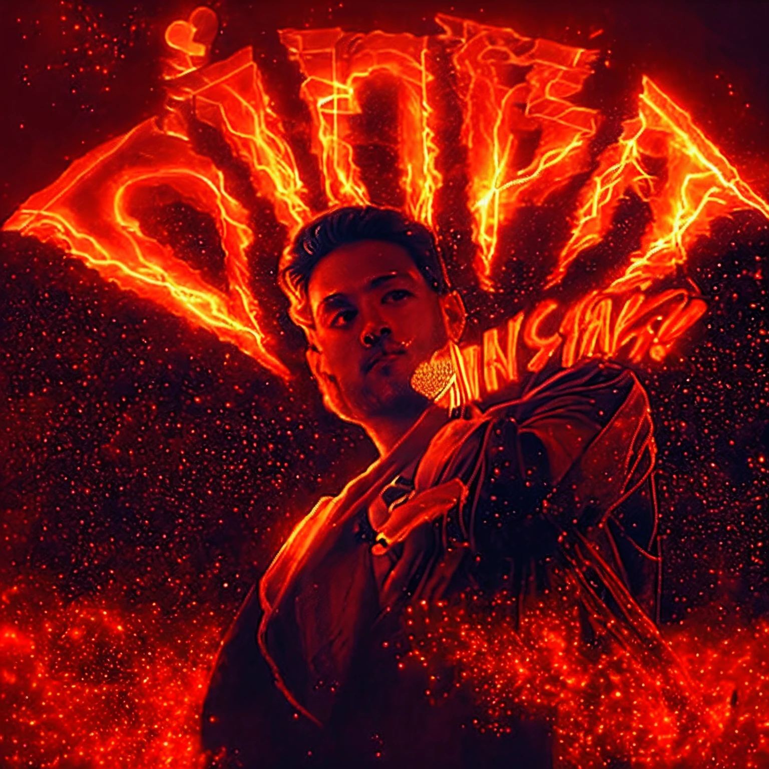 There is a man who is pointing at something with a sign, Album art, album cape!, Arte Promocional, new album cover, devilish, bladee from drain gang, album cape, album cape, inspirado em Zhu Da, chuvabak, arte oficial, Obunga, fanart oficial, inspirado em Yanagawa Nobusada, diabolus in musica