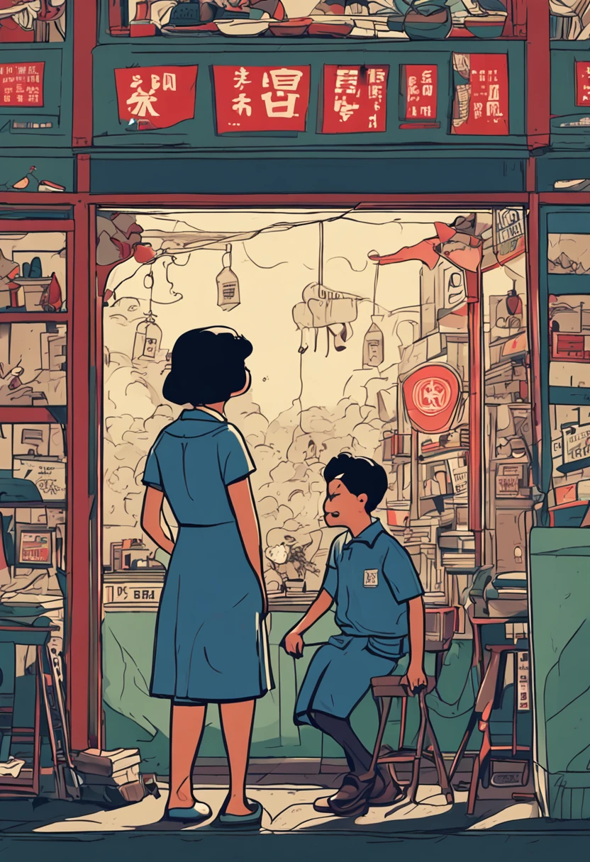 New Socialist。A girl who can't get out of the way。Indigo blue dress and black-rimmed glasses。short stature