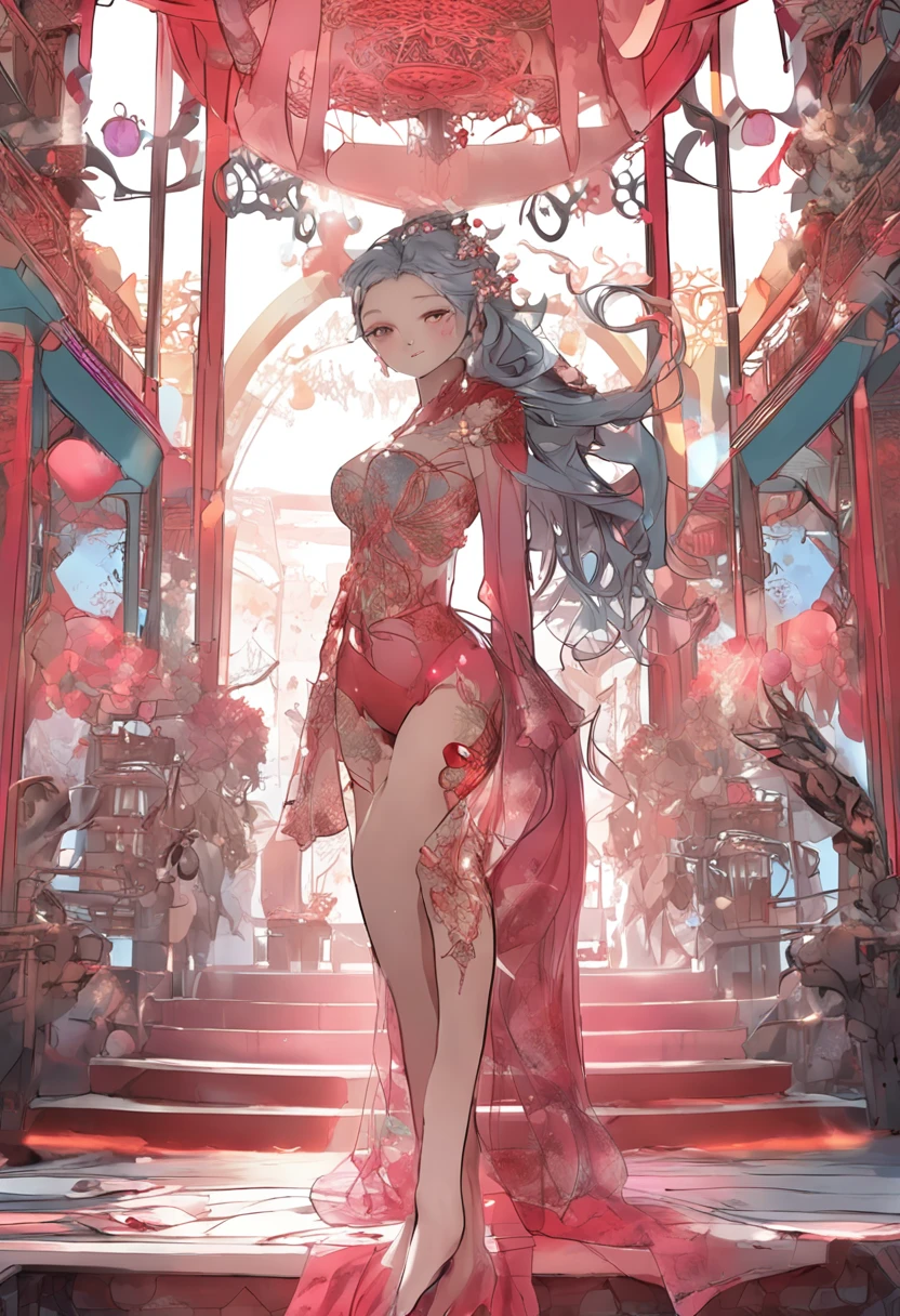 Supermodel face,Exquisite and lovely,enchanted,Chinese fairy,largeeyes,Fully transparent,Leggings
