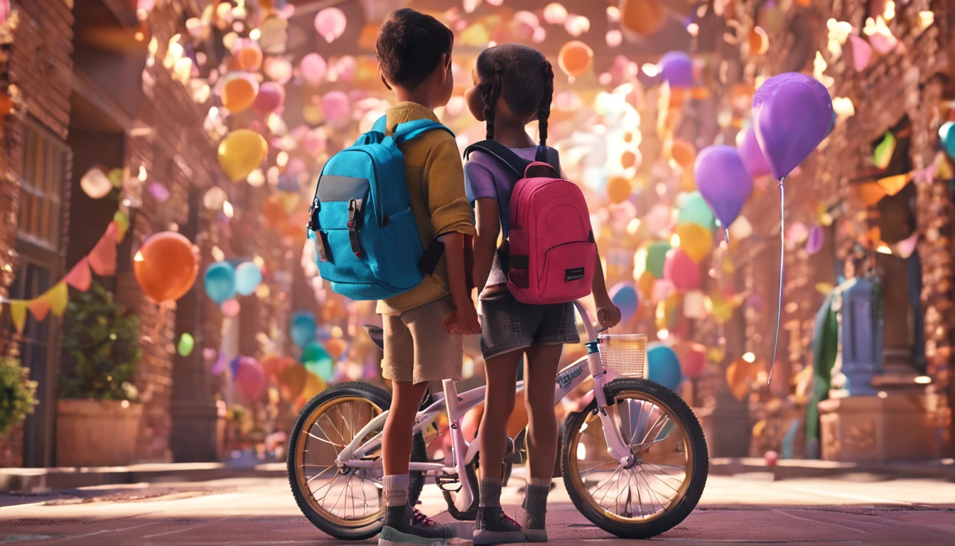 epic School Fund Template for Student Holiday, (side view Dos estudiantes, girl and boy, con mochila: 1.5)