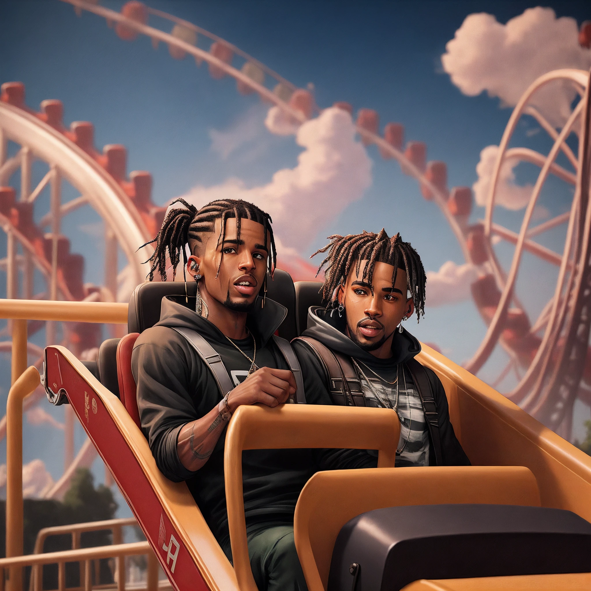 Travis Scott with drake on a rollercoaster