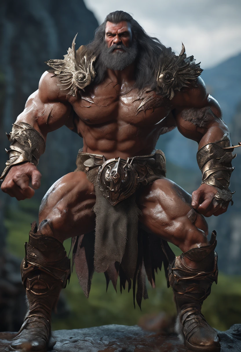 (professional 3d render:1.3) af (Realistic:1.3) most beautiful artwork photo in the world，Features soft and shiny male heroes, ((Epic hero fantasy muscle man rough wet hero angry looking long hair short beard and ferocious expression in dynamic pose, Fantastic location, Majestic cluttered environment)), Full body 8K unified rendering, action  shot, skin pore, very dark lighting, heavyshading, Detailed, Detailed face, (vibrant, photograph realistic, Realistic, Dramatic, Dark, Sharp focus, 8K), (Old leather garments damaged by weathering:1.4), ((((Wear fur)))), (Intricate:1.4), decadent, (Highly detailed:1.4), Digital painting, rendering by octane, art  stations, concept-art, smooth, Sharp focus, illustration, Art germ, (loish:0.23), wlop ilya kuvshinov, and greg rutkowski and alphonse mucha gracias, (Global illumination, Studio light, volumettic light), heavy rain, particles floating, lotr, fantasy, elf, full bodyesbian, ((Dark and ancient city background:1.3)),CGSesociety,art  stations