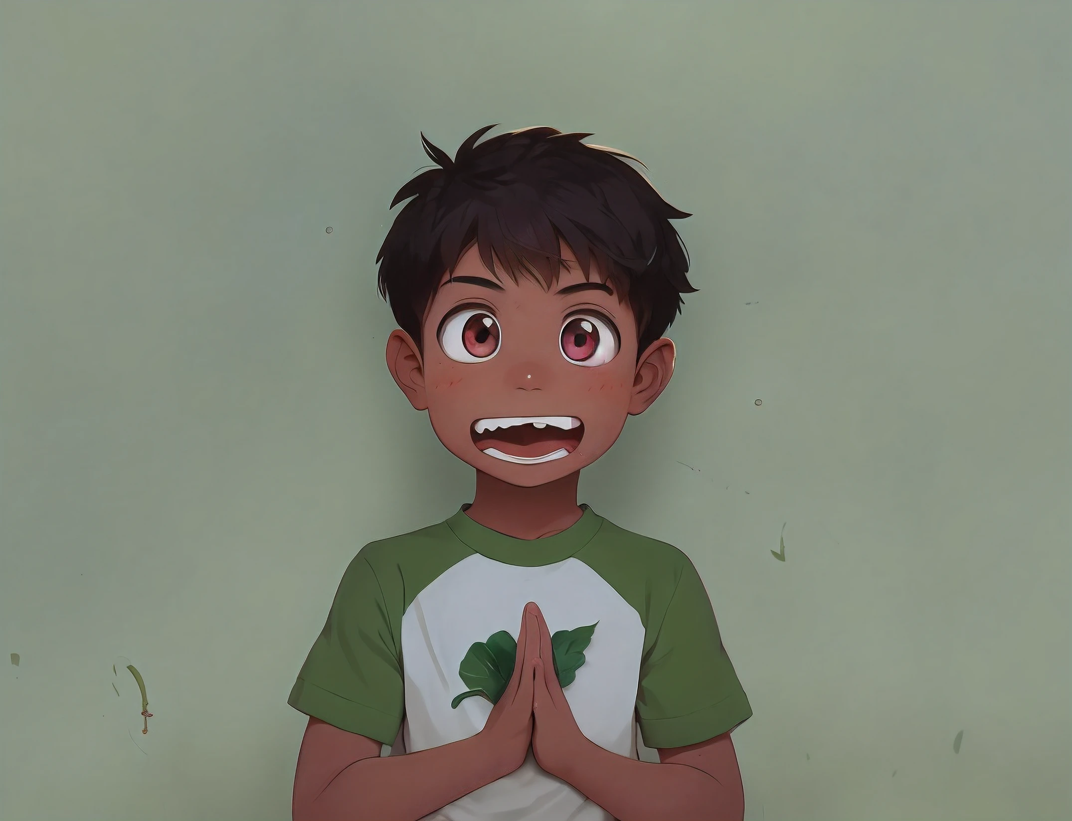 dos desenhos animados com uma camisa verde e camisa branca e uma camisa verde, em estilo anime, personagem estilo anime, inspirado em Goro Fujita, Retrato de um pequeno personagem, Retrato do conceito do personagem de mim, jovem homem de anime, como um personagem de anime, retrato de personagem de mim, em estilo anime, menino, estilo anime plano, detailed face of a asian boy, improve hand anatomy, lost forest background with low lighting and falling leaves,