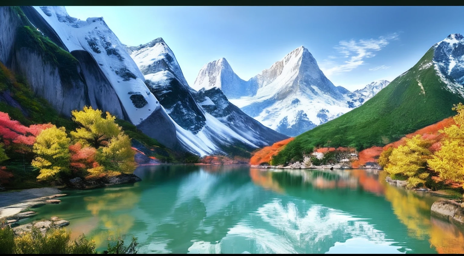 a beautiful korean mountain with lake, (masterpiece), (portrait), (raw photo), (extremely detailed CG unity 8k wallpaper) Intricate, Sharp focus, dramatic, photorealistic art