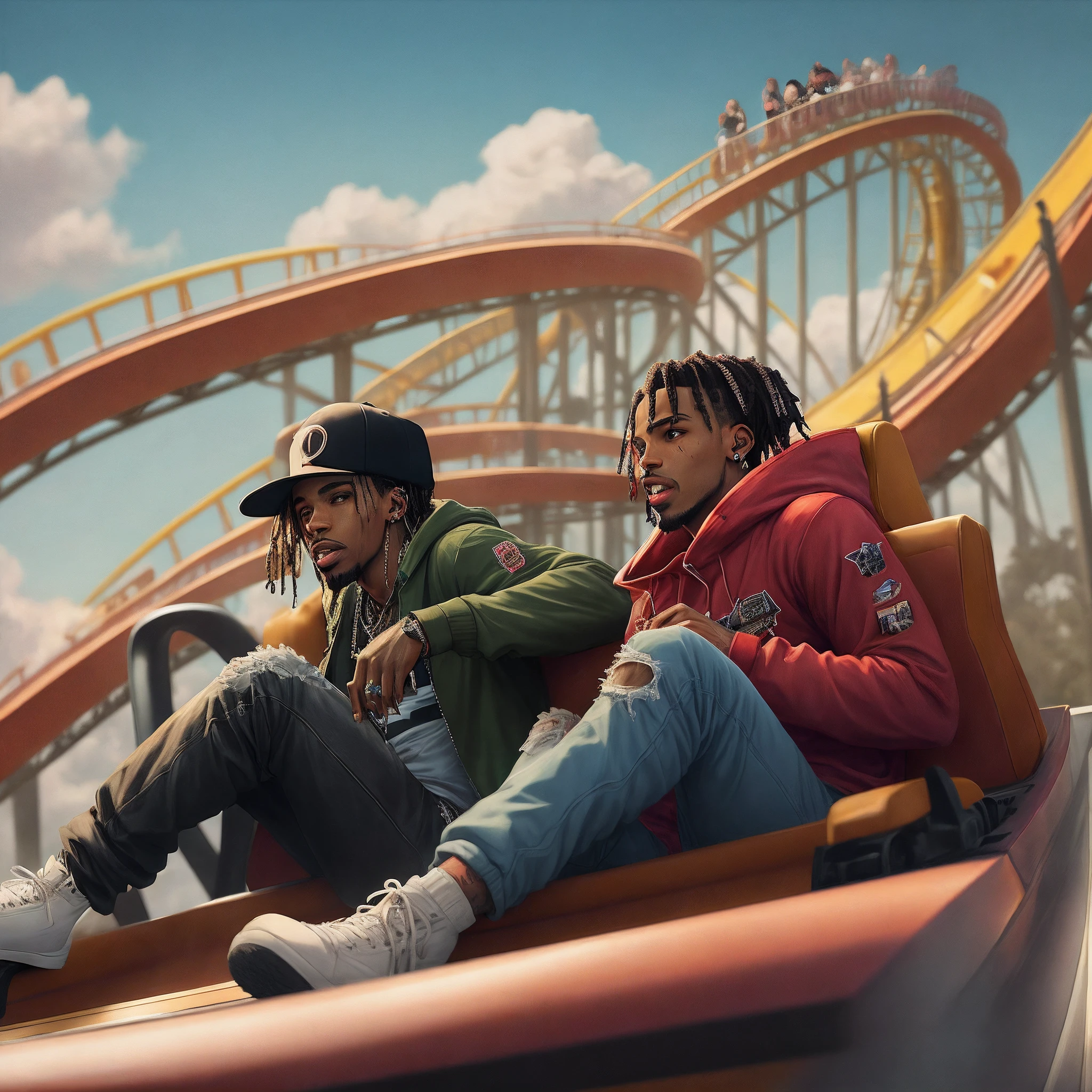 Travis Scott with drake on a rollercoaster