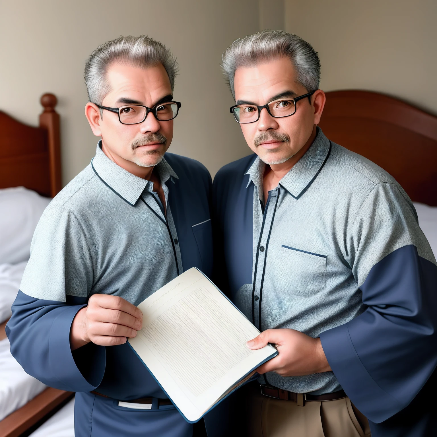 Twin brothers,age 55,magister,onbed