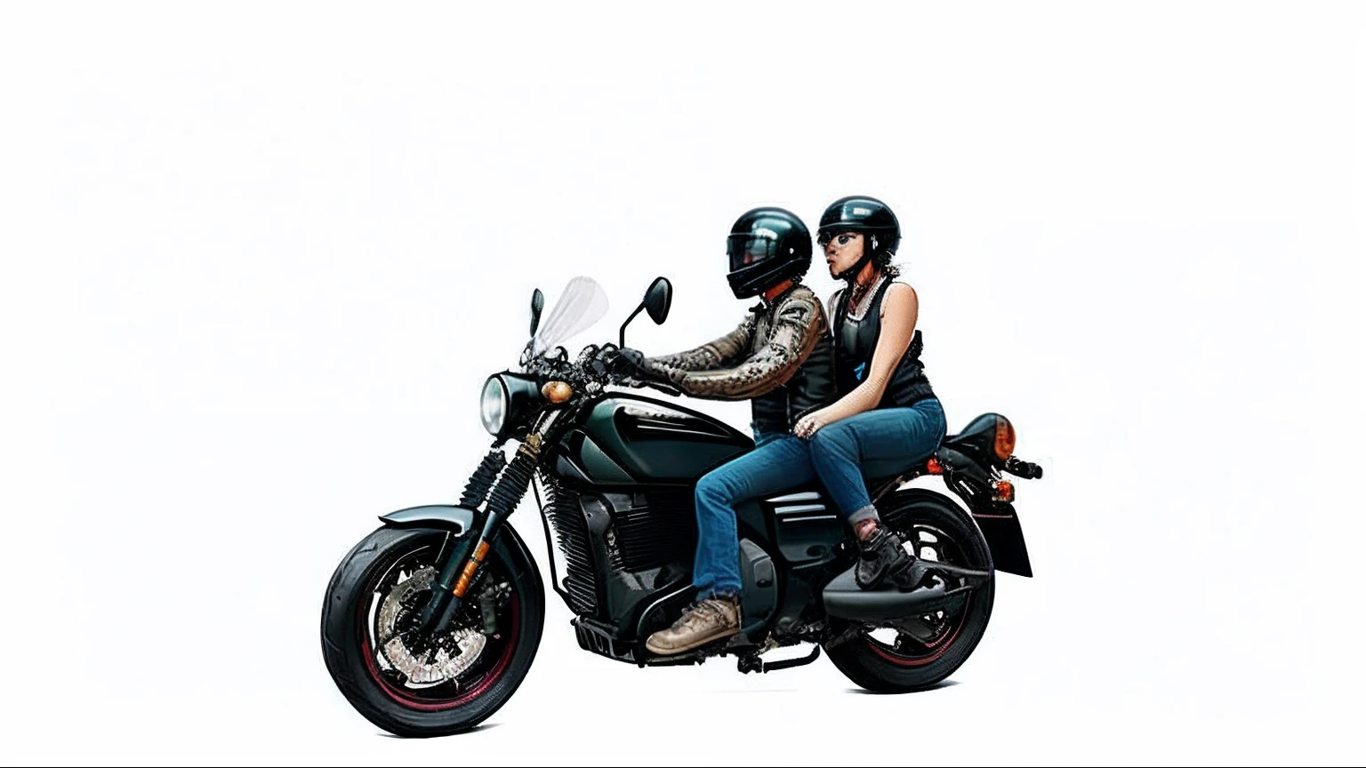There was a man and a woman riding a motorcycle together, hog rider, riding a motorcycle, riding motorcycles, the motorcycle, biker, motorcycle, Crystal Castle, sitting on the motorcycle, sitting on cyberpunk motorbike, without helmet, akira motorcycle, Moped, akira motorcycle, Motorcycles, riding a futuristic motorcycle, No helmet, Riding, motorbiker, riding steampunk motorcycle