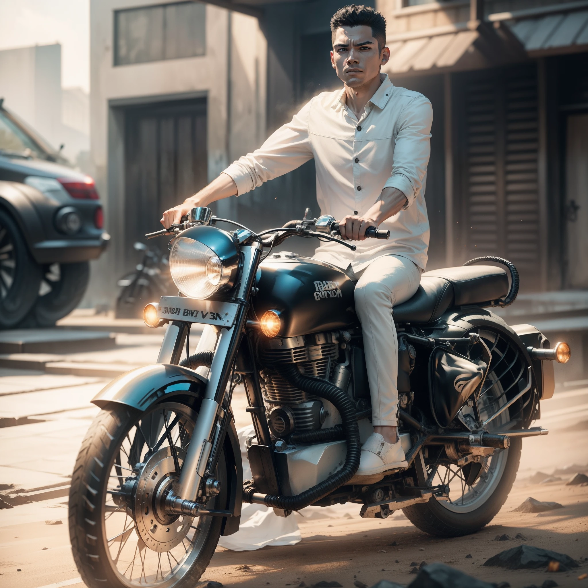 Ghost rider bike boy riding a bike Marvel cinematic universe clear face
