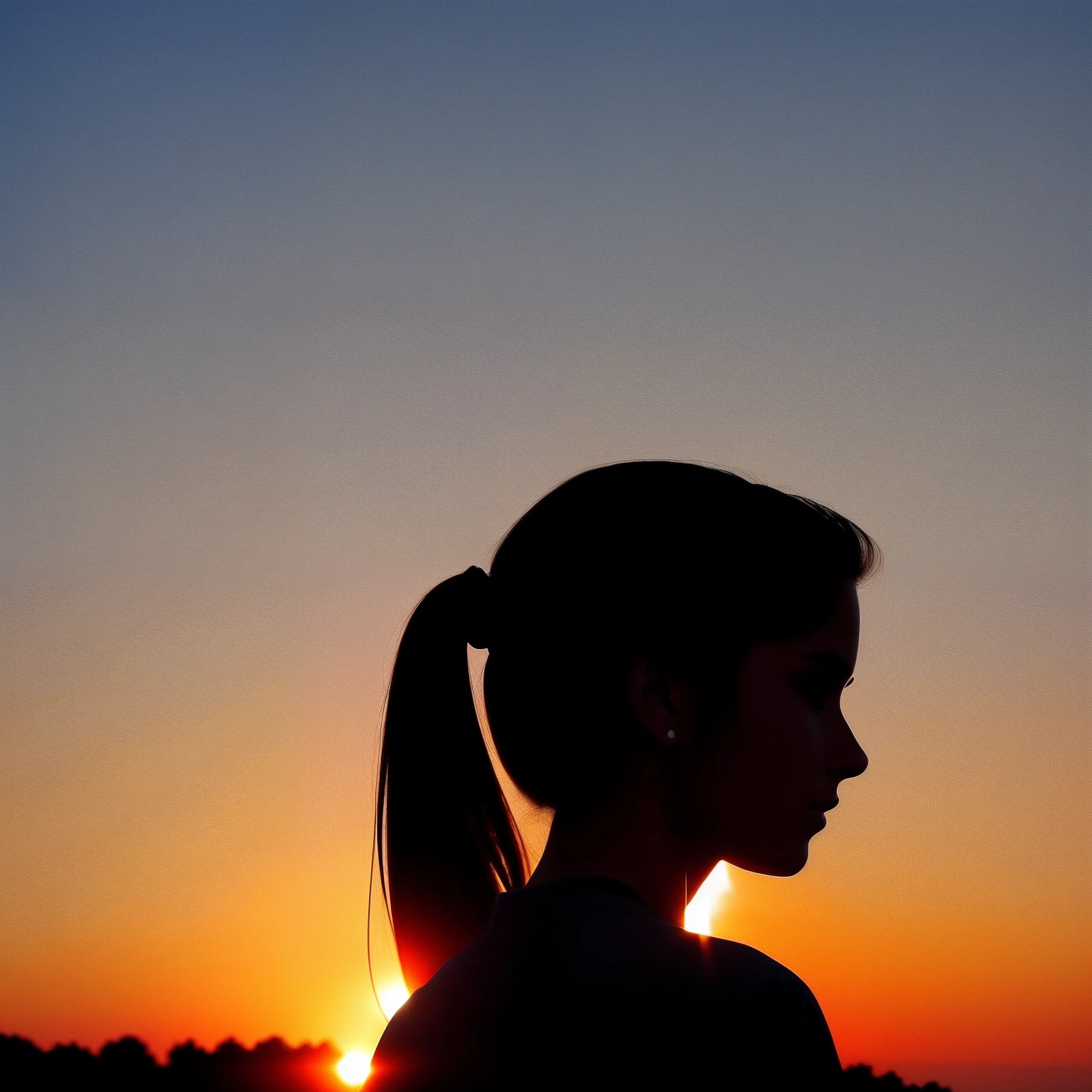 Silhouette of a beautiful cool girl