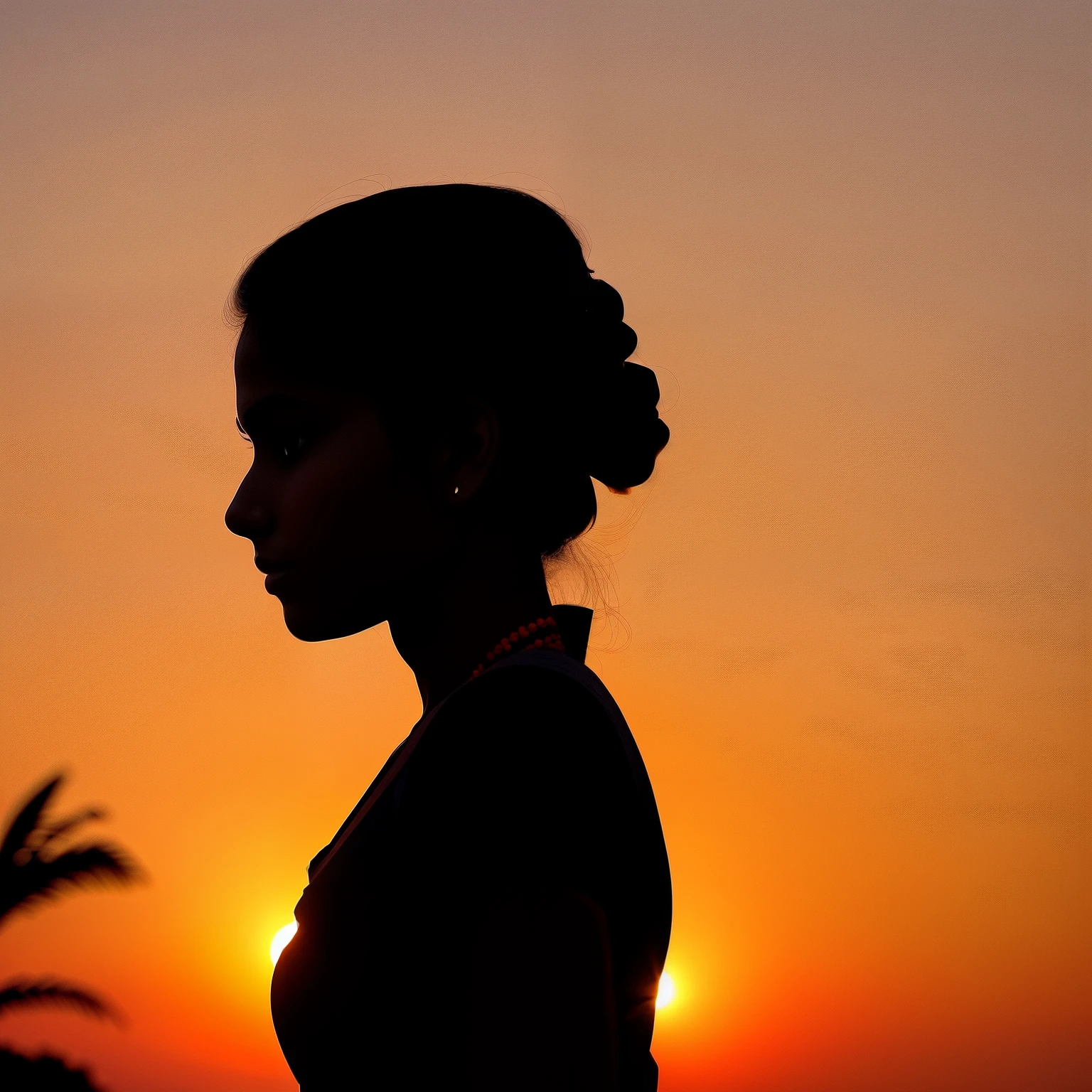 Silhouette of a beautiful Indian girl