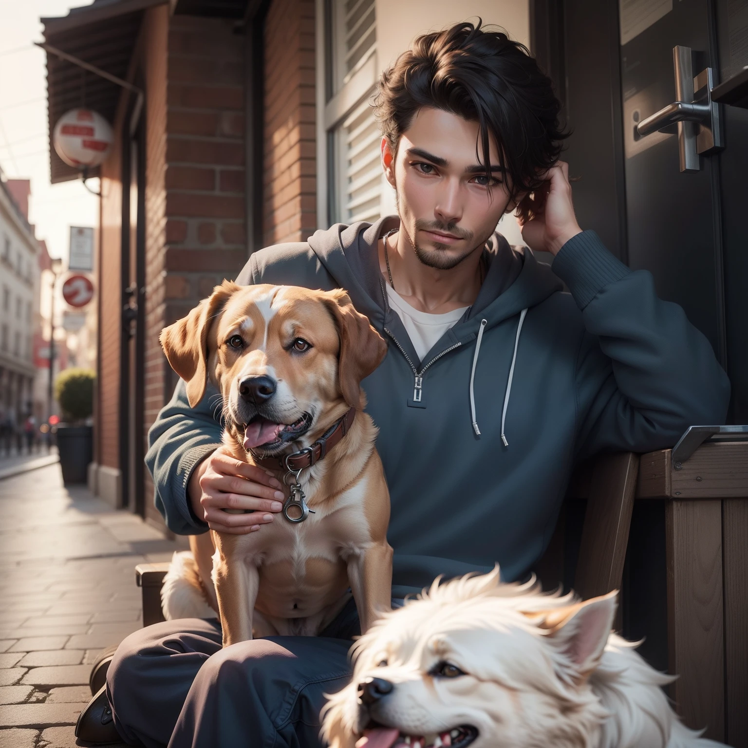 A guy with dog