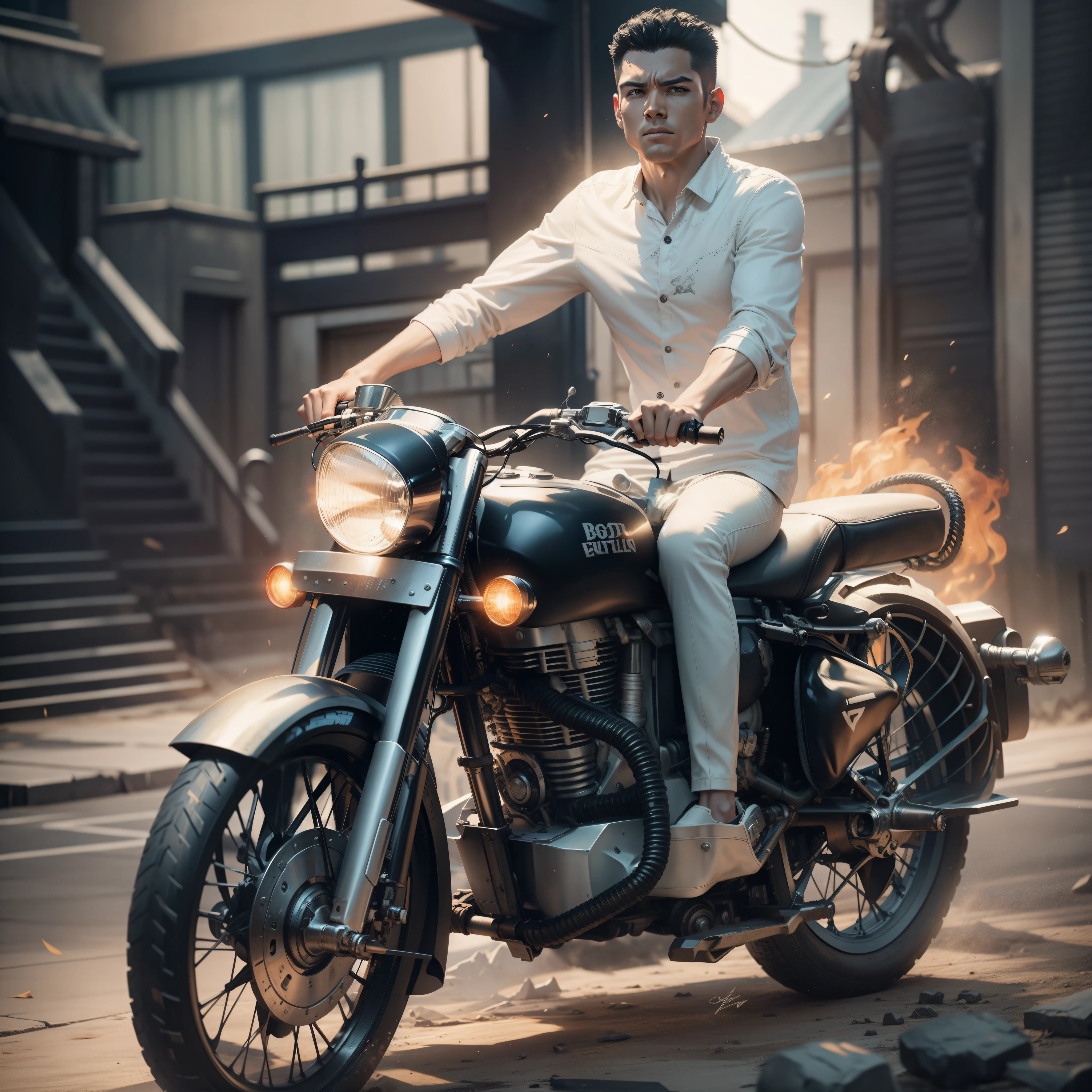 Ghost rider bike boy riding a bike Marvel cinematic universe clear face