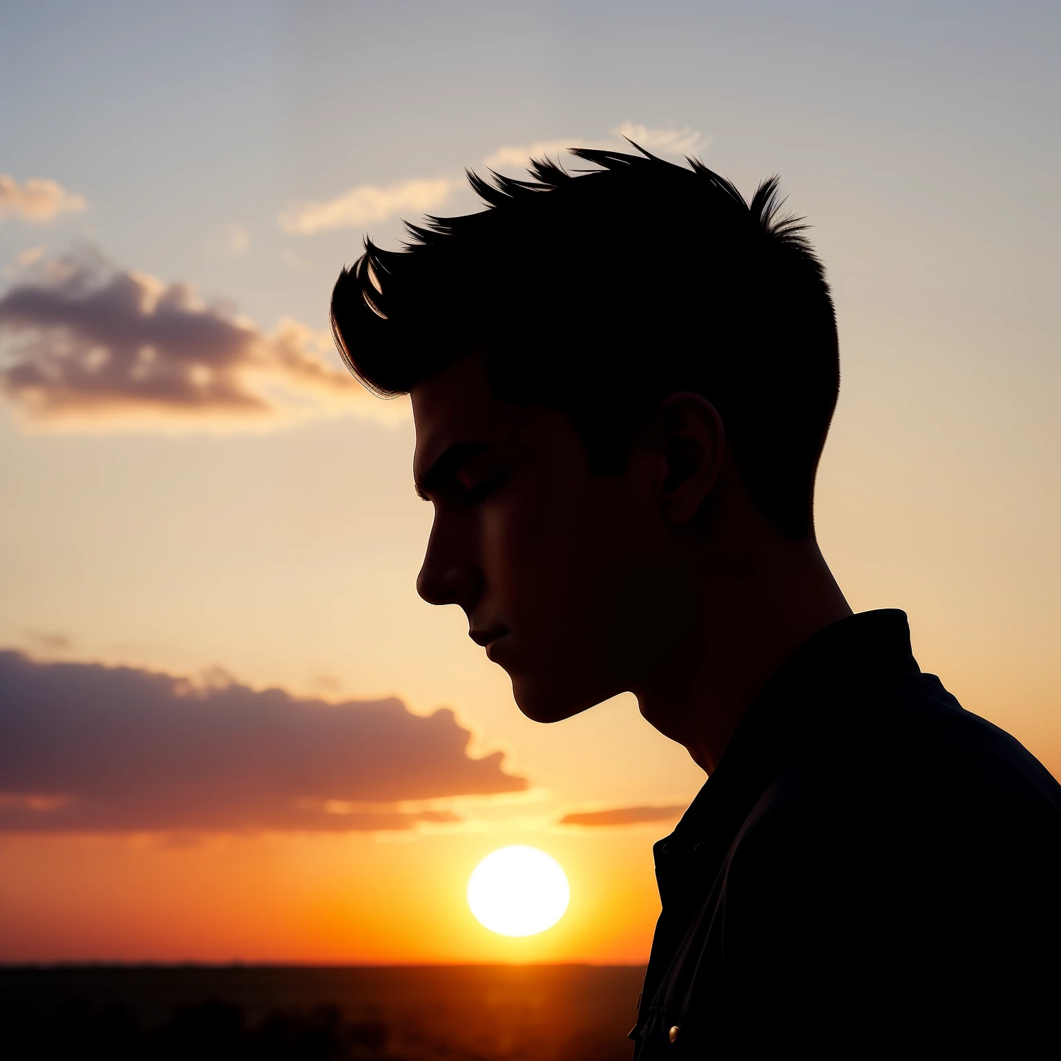 Silhouette of a cool young man