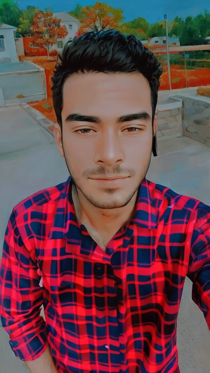 arafed man with a red and blue shirt and a black and white dog, with accurate face, very very low quality picture, around 1 9 years old, portait photo profile picture, detailed unblurred face, 8k selfie photograph, without beard, edited in photoshop, facebook profile picture, good looking face, very accurate photo, selfie photo