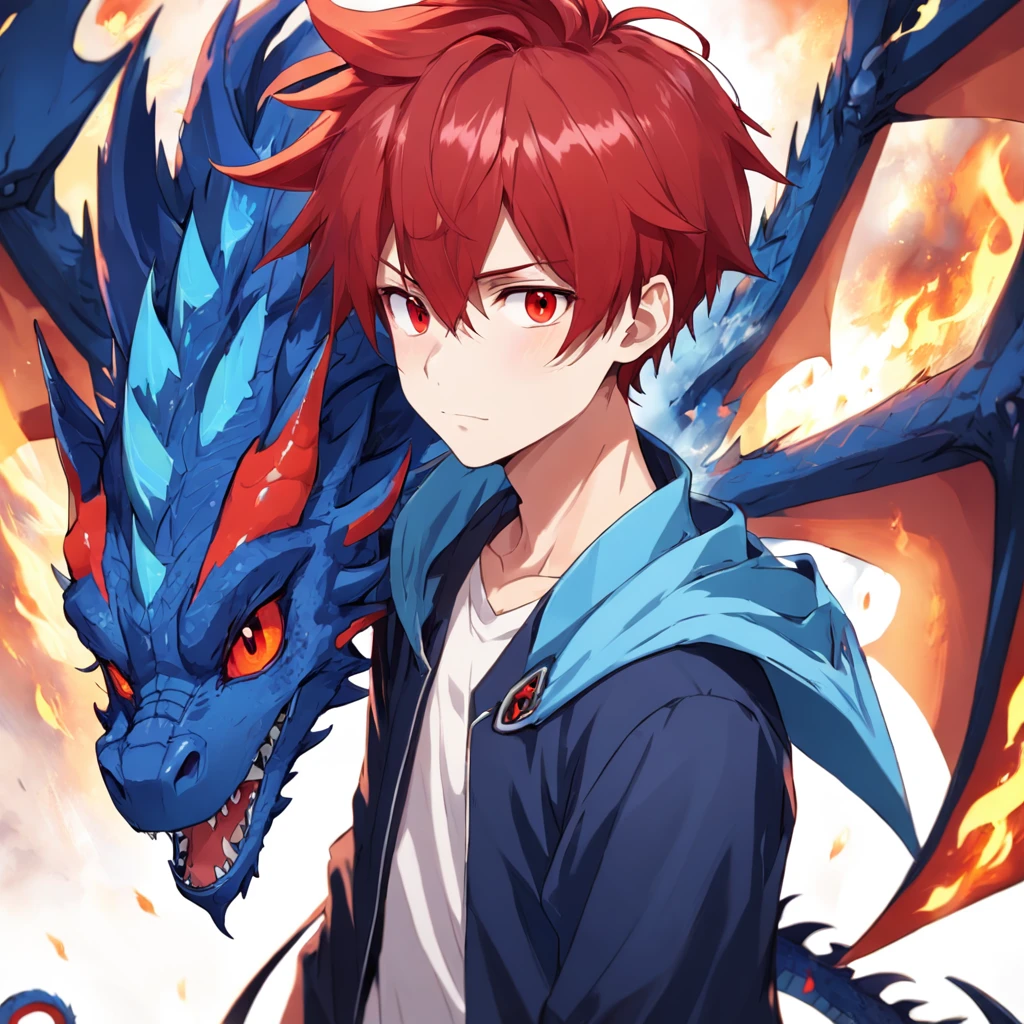 cute, red hair, boy, , boy dragon