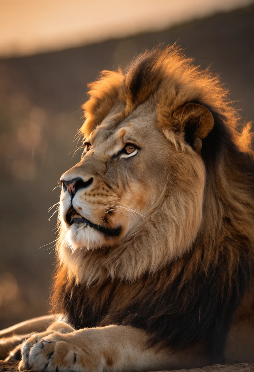 RAW photo, a close up portrait of a roaring lion, majestic, back ground is the african jungle, the lion looks dominant and assertive, 8k uhd, dslr, soft lighting, high quality, film grain