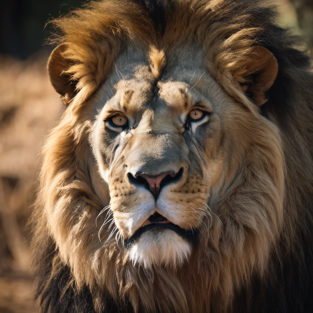 RAW photo, a portrait of a roaring lion, majestic, back ground is the african jungle, dominant and assertive, 8k uhd, dslr, soft lighting, high quality, film grain