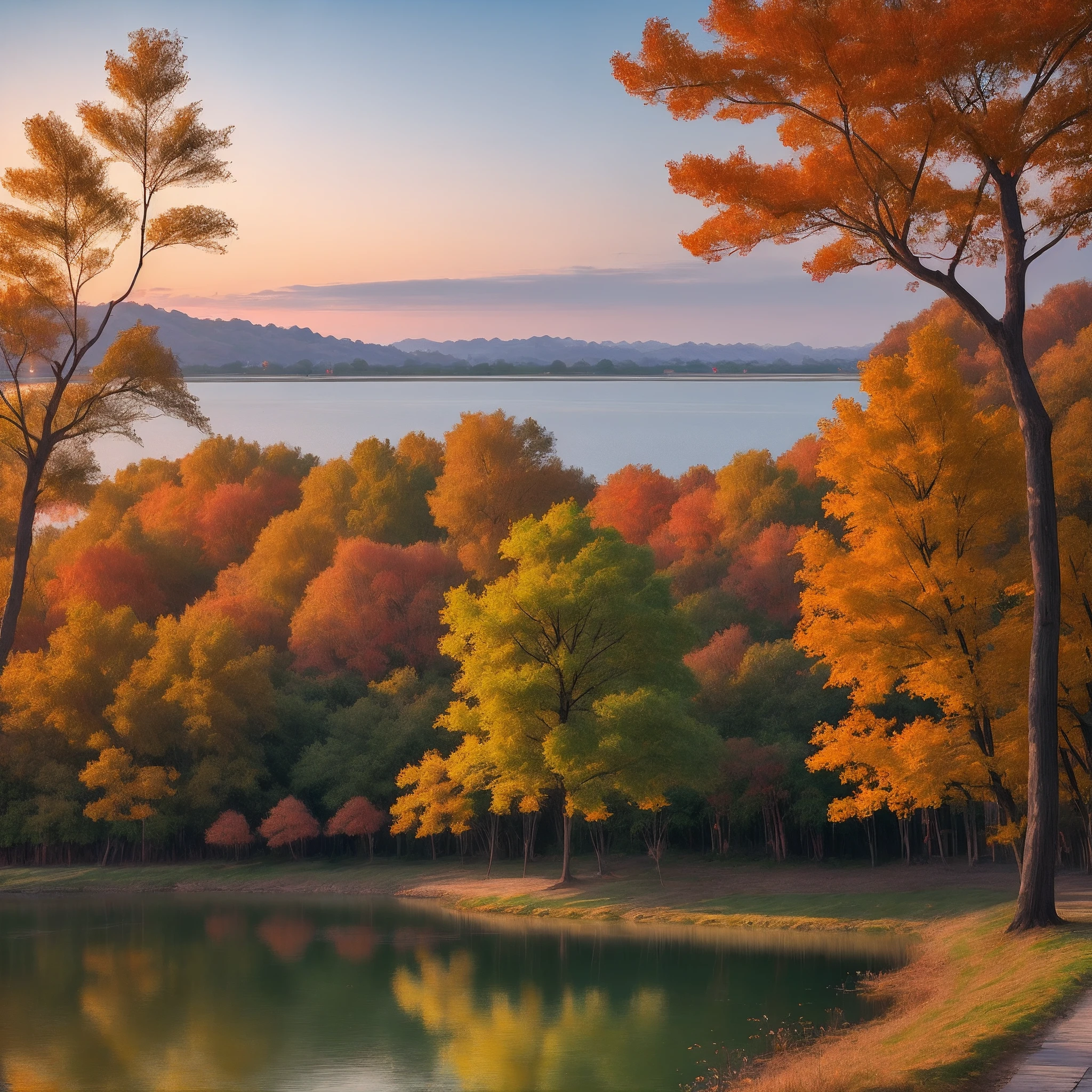 Taihu Lake sunset autumn color