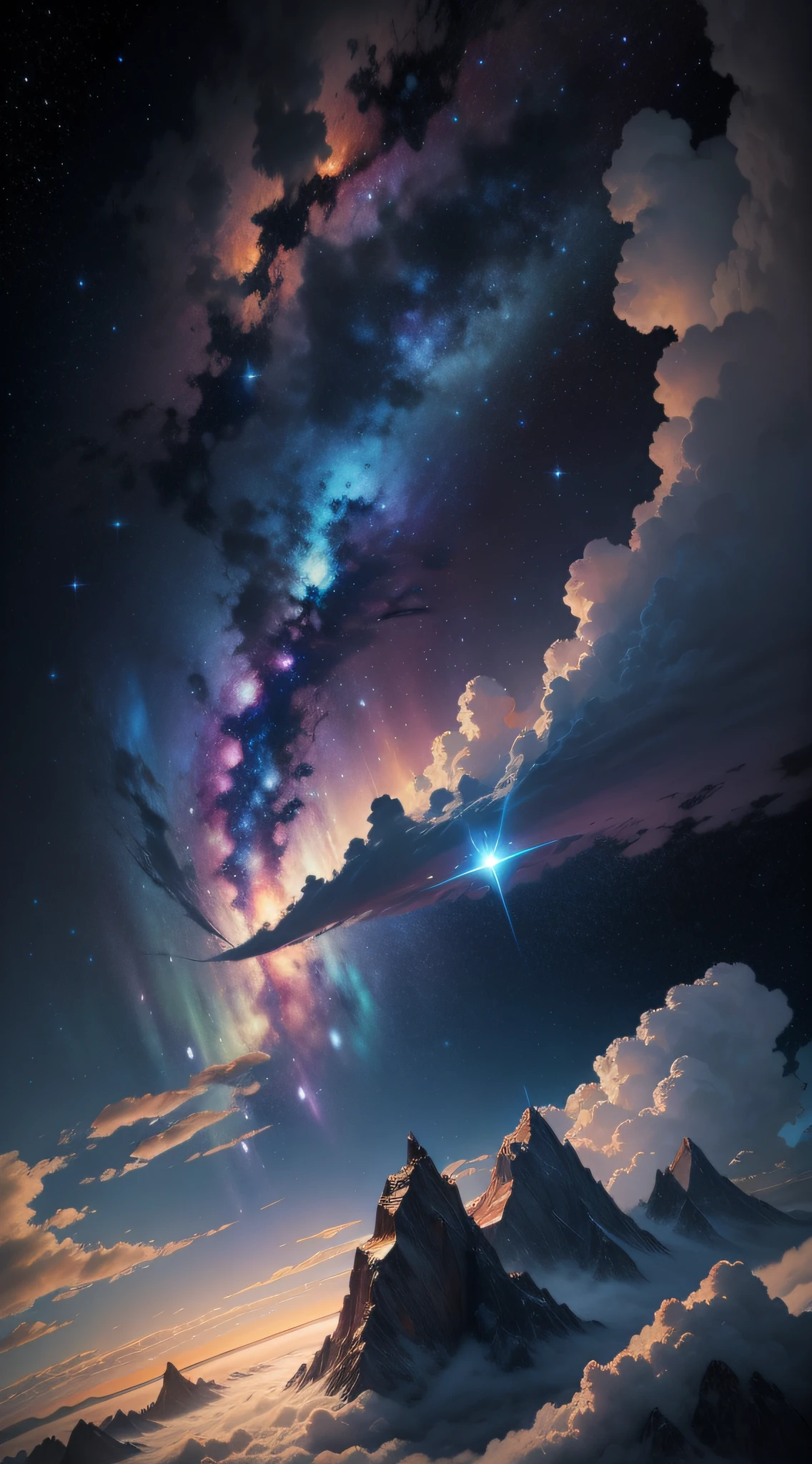 milky ways, stars, Energy geometric diamond, Cloud blue, God