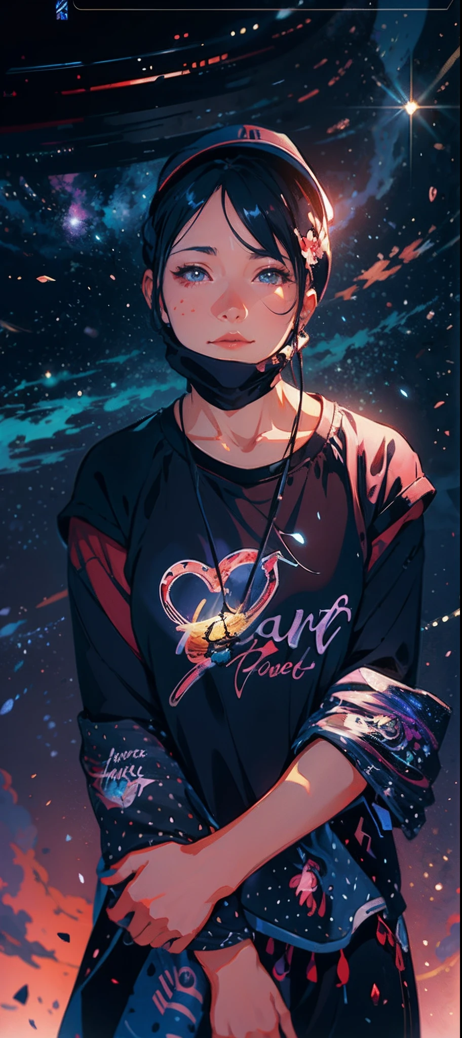 anime girl standing on a rock looking at a star filled sky, makoto shinkai cyril rolando, anime art wallpaper 4k, anime art wallpaper 4 k, anime art wallpaper 8 k, cosmic skies. by makoto shinkai, inspired by Cyril Rolando, in the style dan mumford artwork, amazing wallpaper, by Yuumei realistic face
