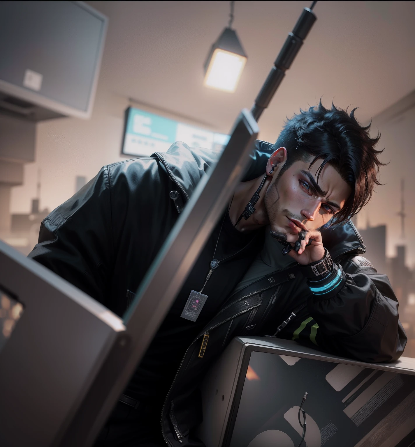Change background cyberpunk handsome boy realistic face, 8k, ultra realistic