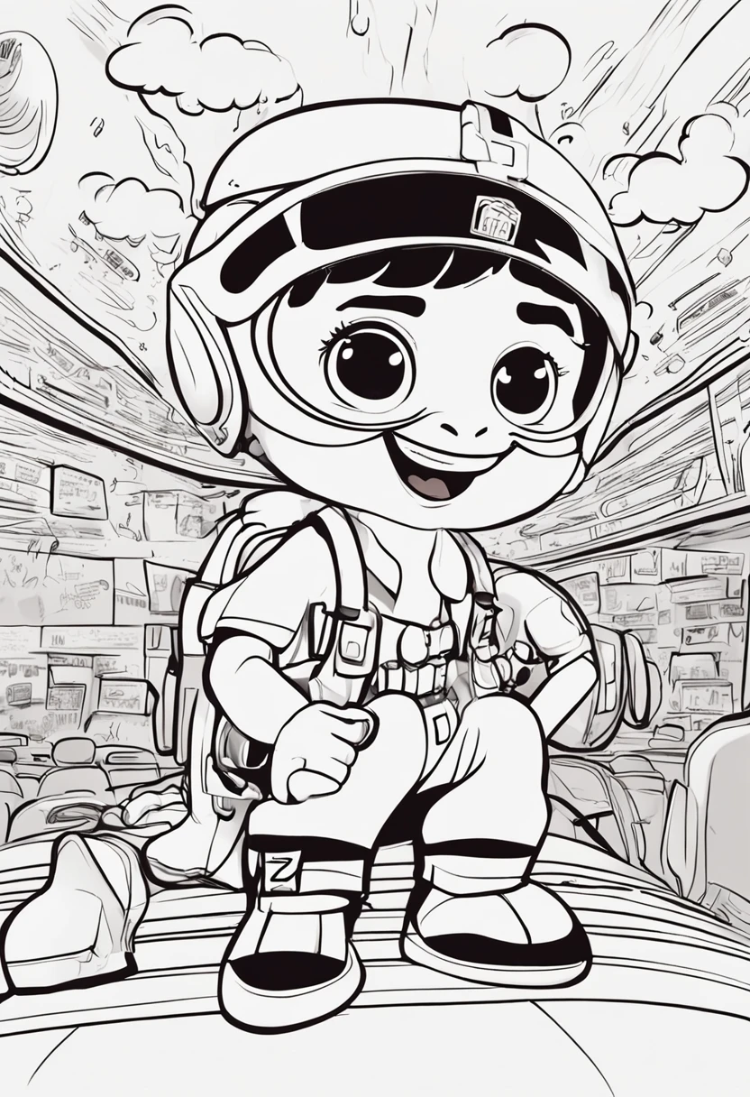 bebe fofinho, desenho animado, pilotando aviaozinho fofinho, estilo desenho animado, cartoon, bebe sorridente, desenho