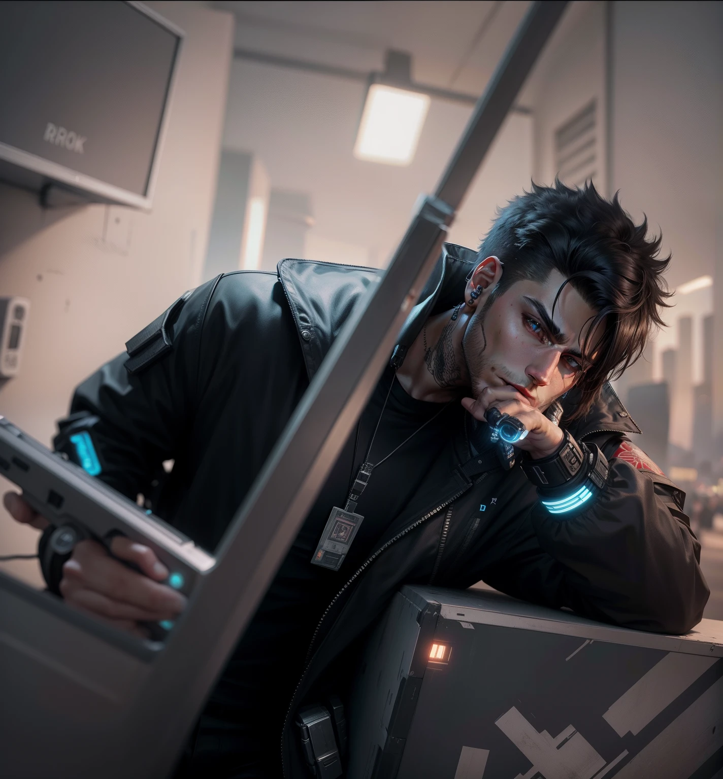 Change background cyberpunk handsome boy realistic face, 8k, ultra realistic