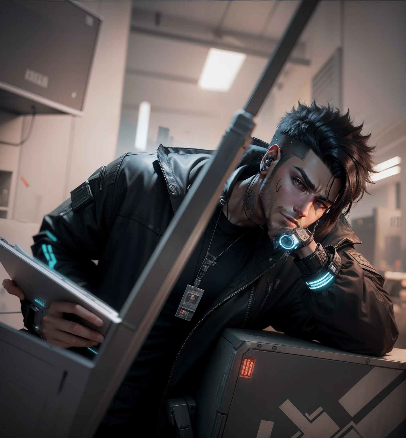Change background cyberpunk handsome     boy realistic face, 8k, ultra realistic