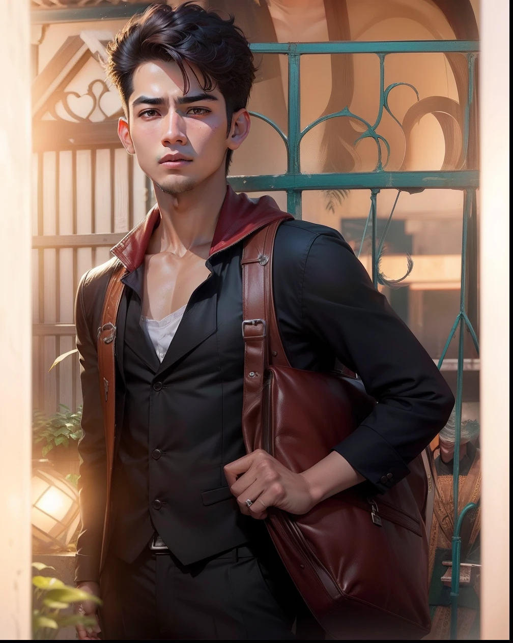 Chang background realy face handsome boy ultra realy face