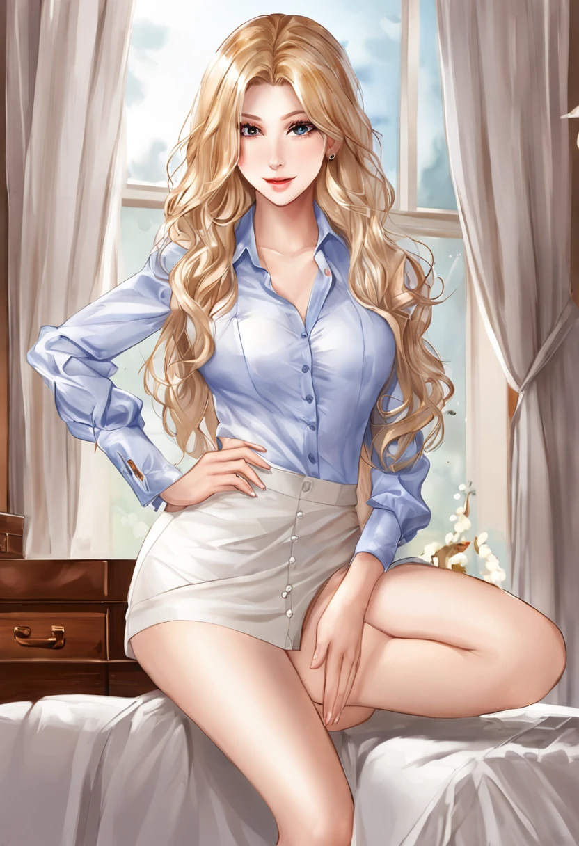 blond woman with glasses laying on a couch with her hand on her hips, a photorealistic painting inspired by Ion Andreescu, reddit, hyperrealism, in a black sheer bra, perfect yellow haired girl, relaxing on the couch, a hyperrealistic , hyperrealistic , with glasses, wearing black glasses, wearing lifting skirt, thick glasses