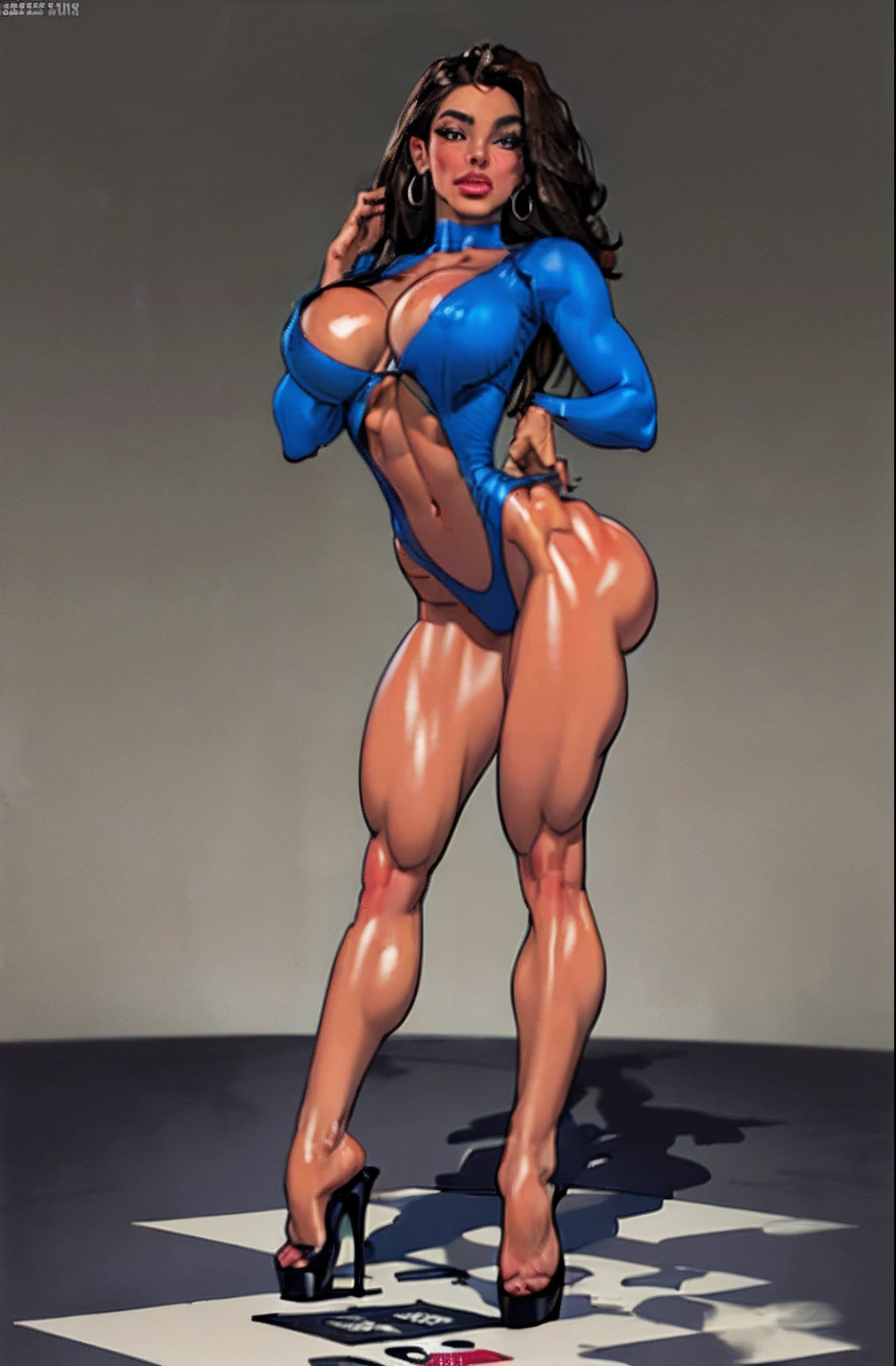 (Best quality, 8k, 32k, Masterpiece, UHD:1.2),Photo of Pretty woman, ((1 girl)), ((solo)) embodiment of chess piece, chess theme, white and black attire,(medium-short dark brown hair), double eyelid, large breasts, breast cleavage, dressed in queen chess piece attire, high heels, chess theme, chess, full covered in costume, super villain chess woman standing on chessboard, look at viewer, faint smile, from below